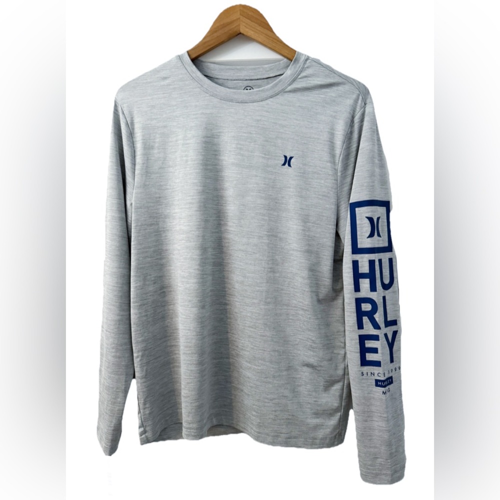 Hurley Long Sleeve Logo Performance Surf Shirt Gray Blue Small